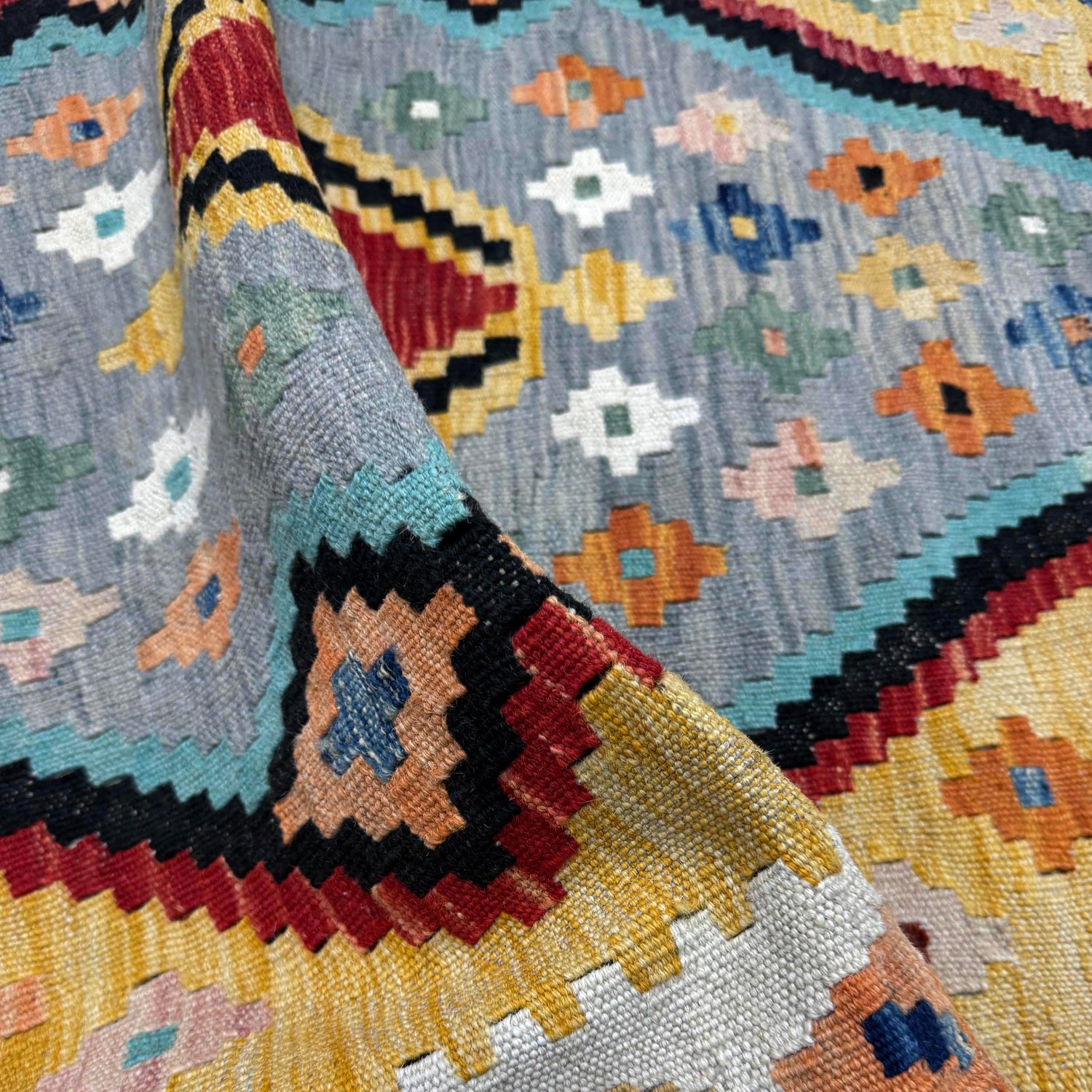 Hand Knotted Afghan Style Kilim – 3' 6" x 4' 9" ft (107 x 146 cm) | SKU: Y39673
