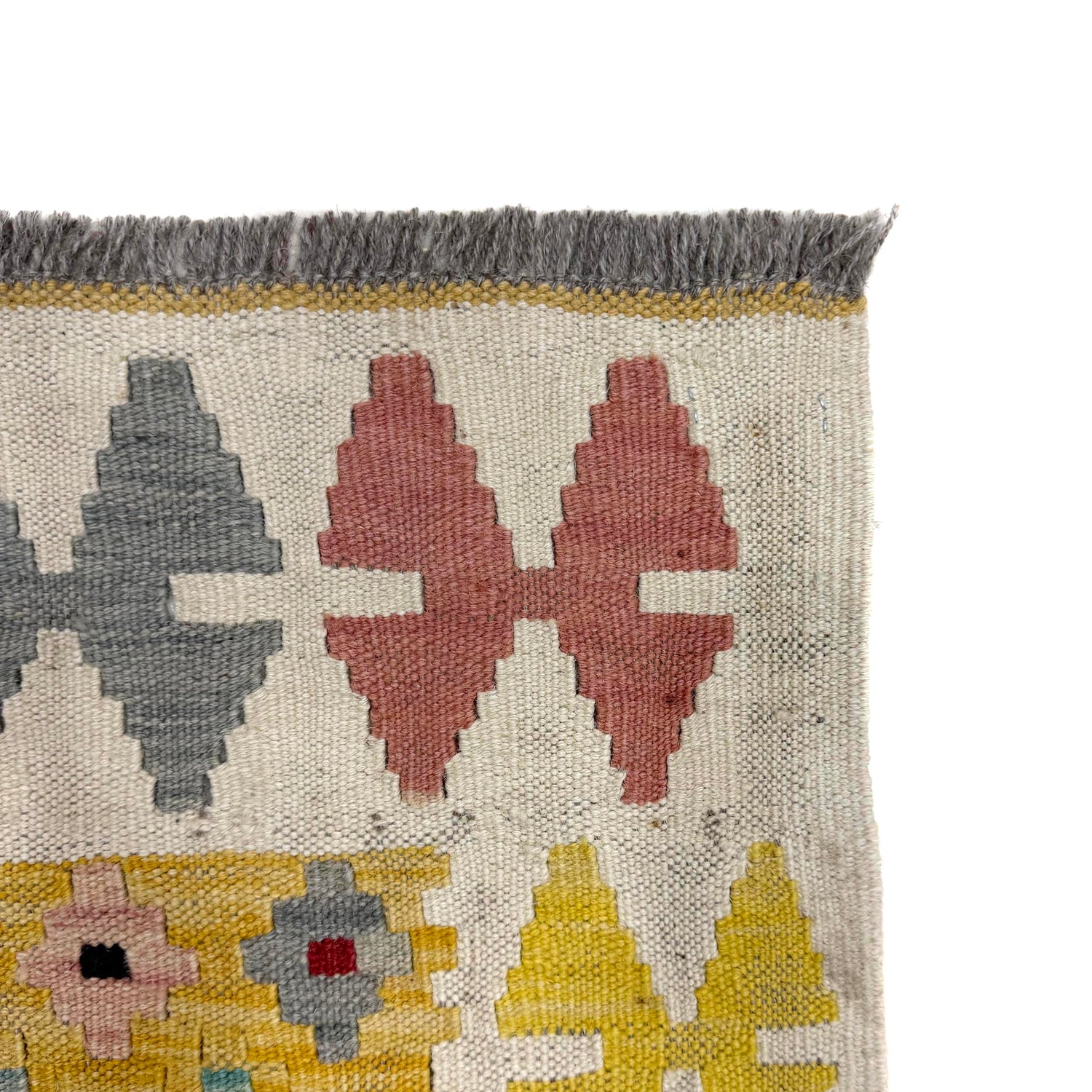 Hand-Knotted Multi Geometric Vegetable Kilim Area Rug – 3' 5" x 4' 9" ft (105 x 145 cm) | SKU: Y39674