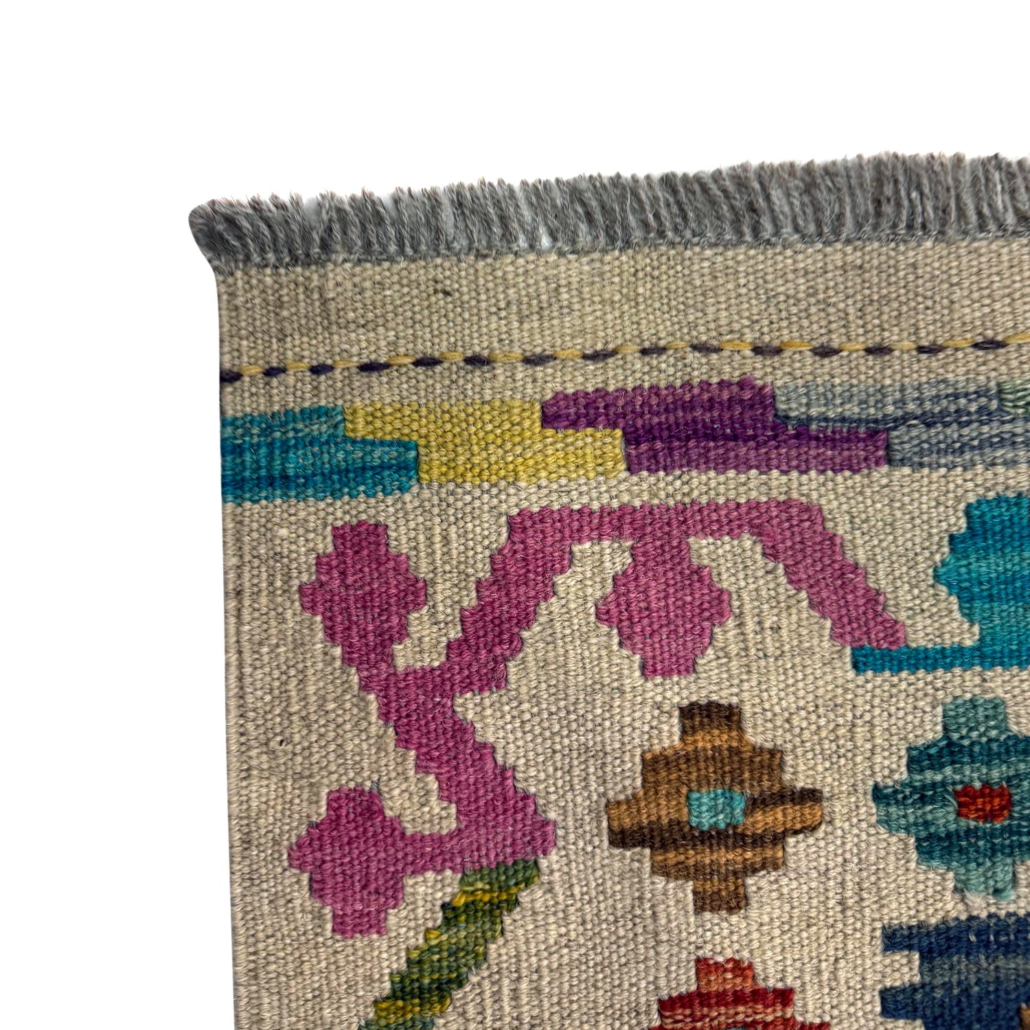 Handmade Turkish Design Wool Kilim – 3' 5" x 4' 10" ft (103 x 148 cm) | SKU: Y39679