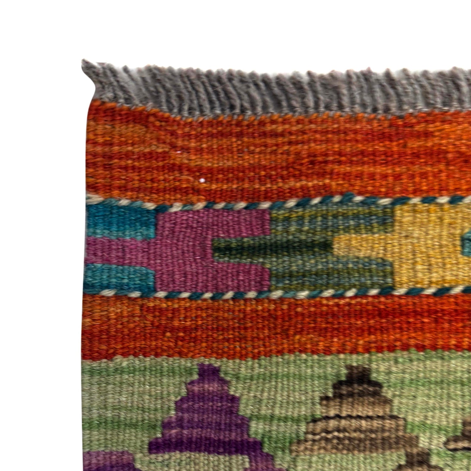 Hand-Knotted Multi Geometric Vegetable Kilim Area Rug – 2' 9" x 4' 1" ft (85 x 125 cm) | SKU: Y39680
