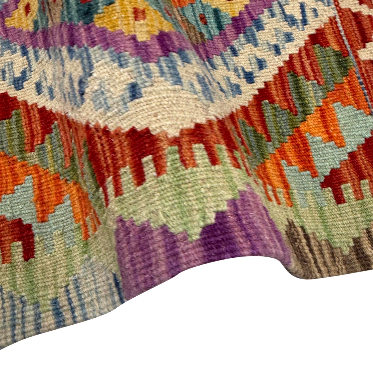 Hand-Knotted Multi Geometric Vegetable Kilim Area Rug – 2' 9" x 4' 1" ft (85 x 125 cm) | SKU: Y39680