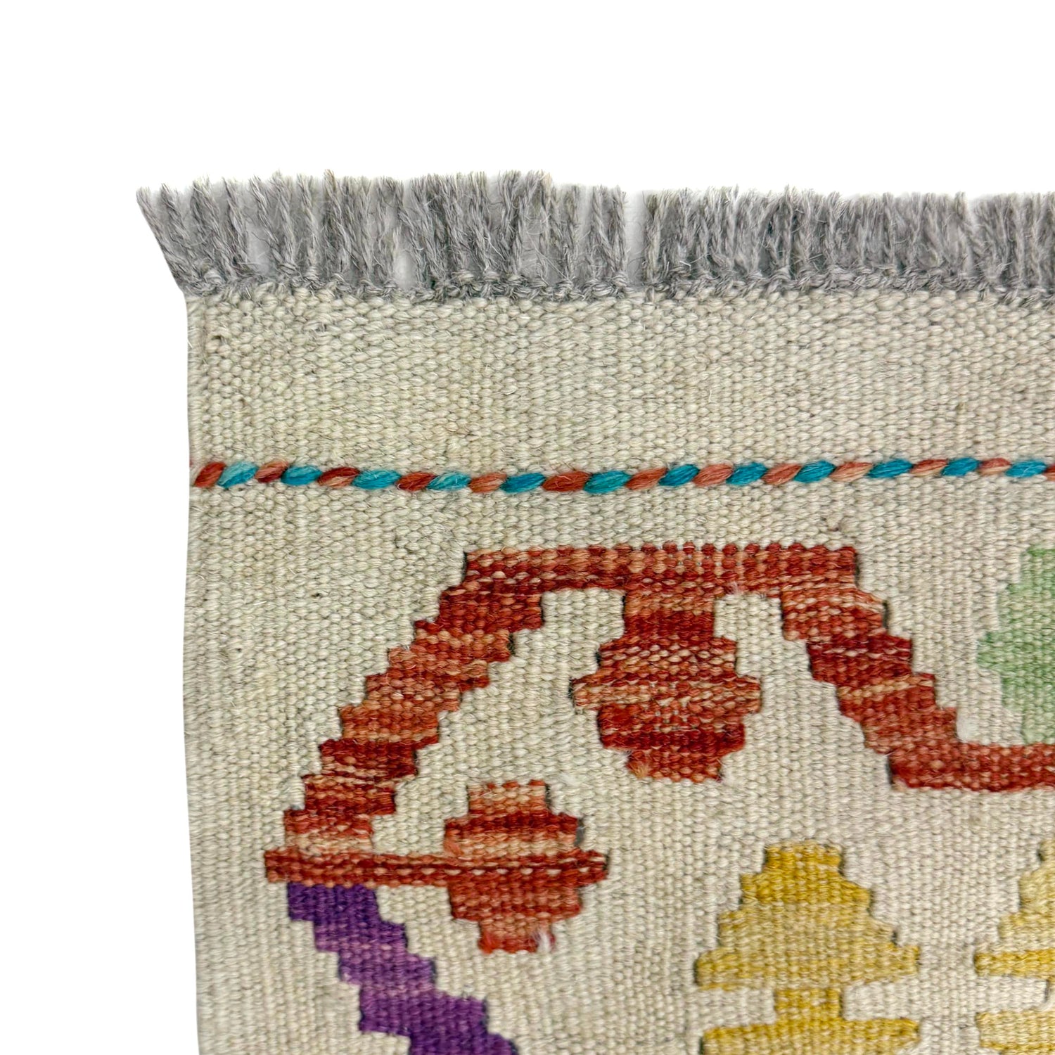Hand-Knotted Multi Geometric Vegetable Kilim Runner – 2' 8" x 9' 7" ft (81 x 292 cm) | SKU: Y39681