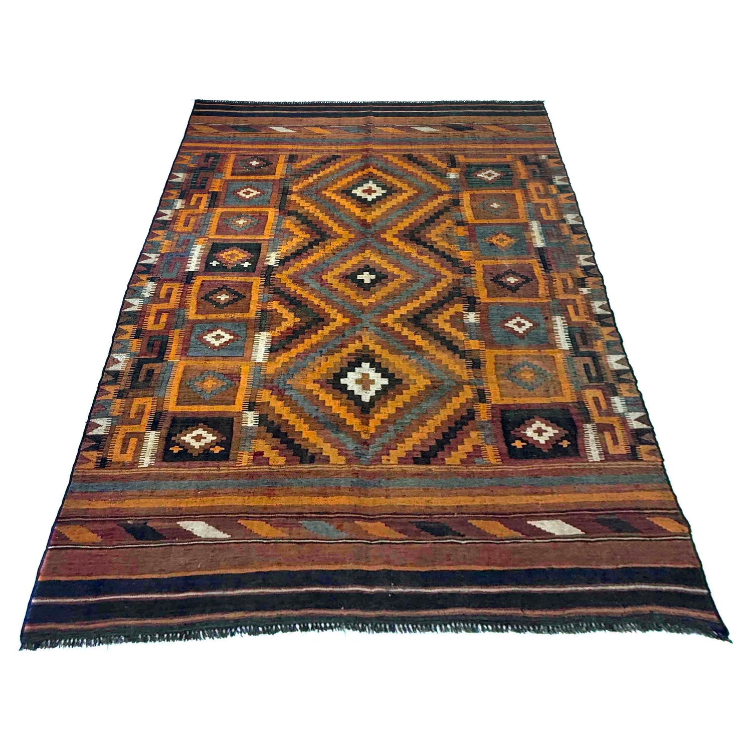 Hand-Knotted Multi Floral Maimana Kilim Area Rug – 6' 2" x 9' 9" ft (188 x 297 cm) | SKU: Y39731