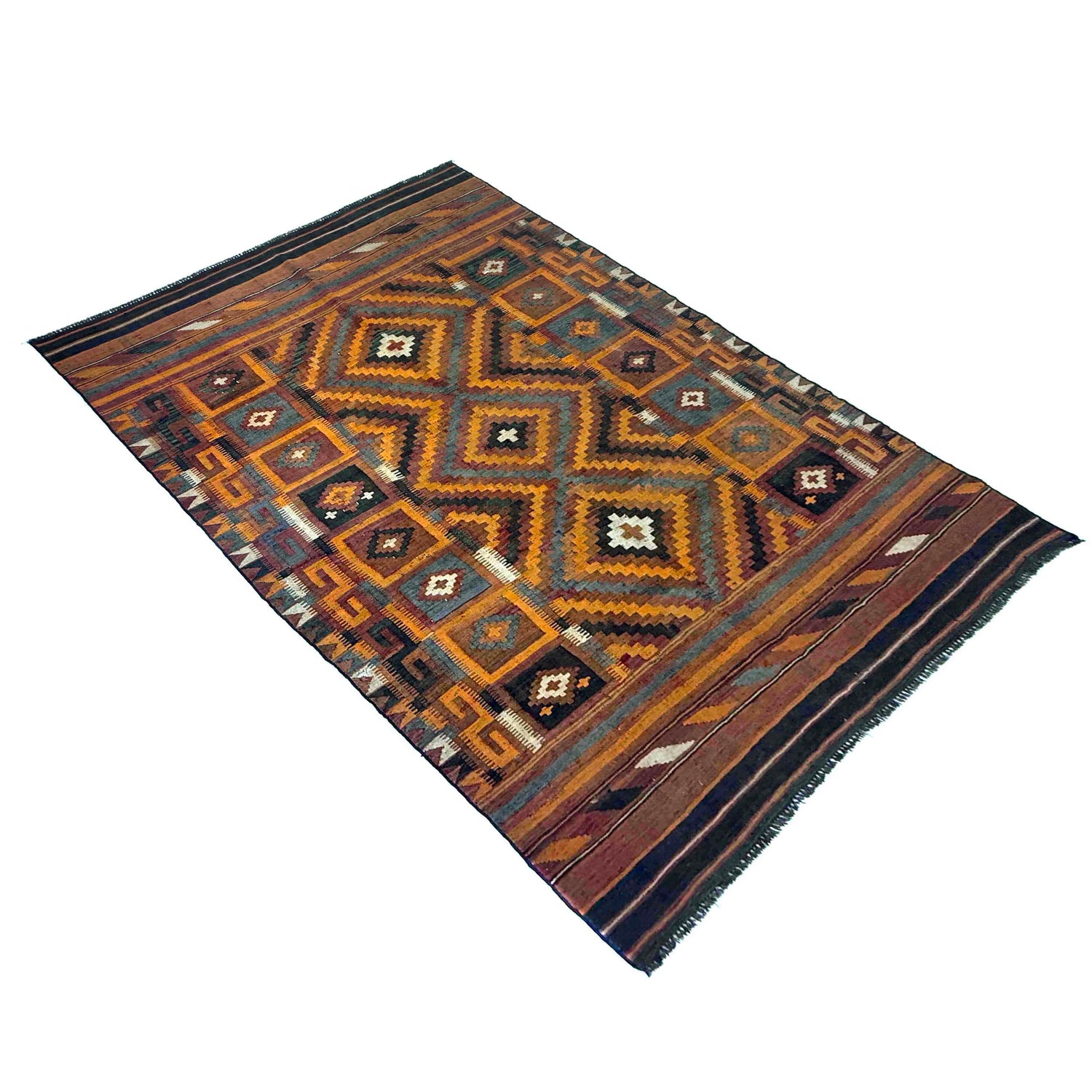 Hand-Knotted Multi Floral Maimana Kilim Area Rug – 6' 2" x 9' 9" ft (188 x 297 cm) | SKU: Y39731