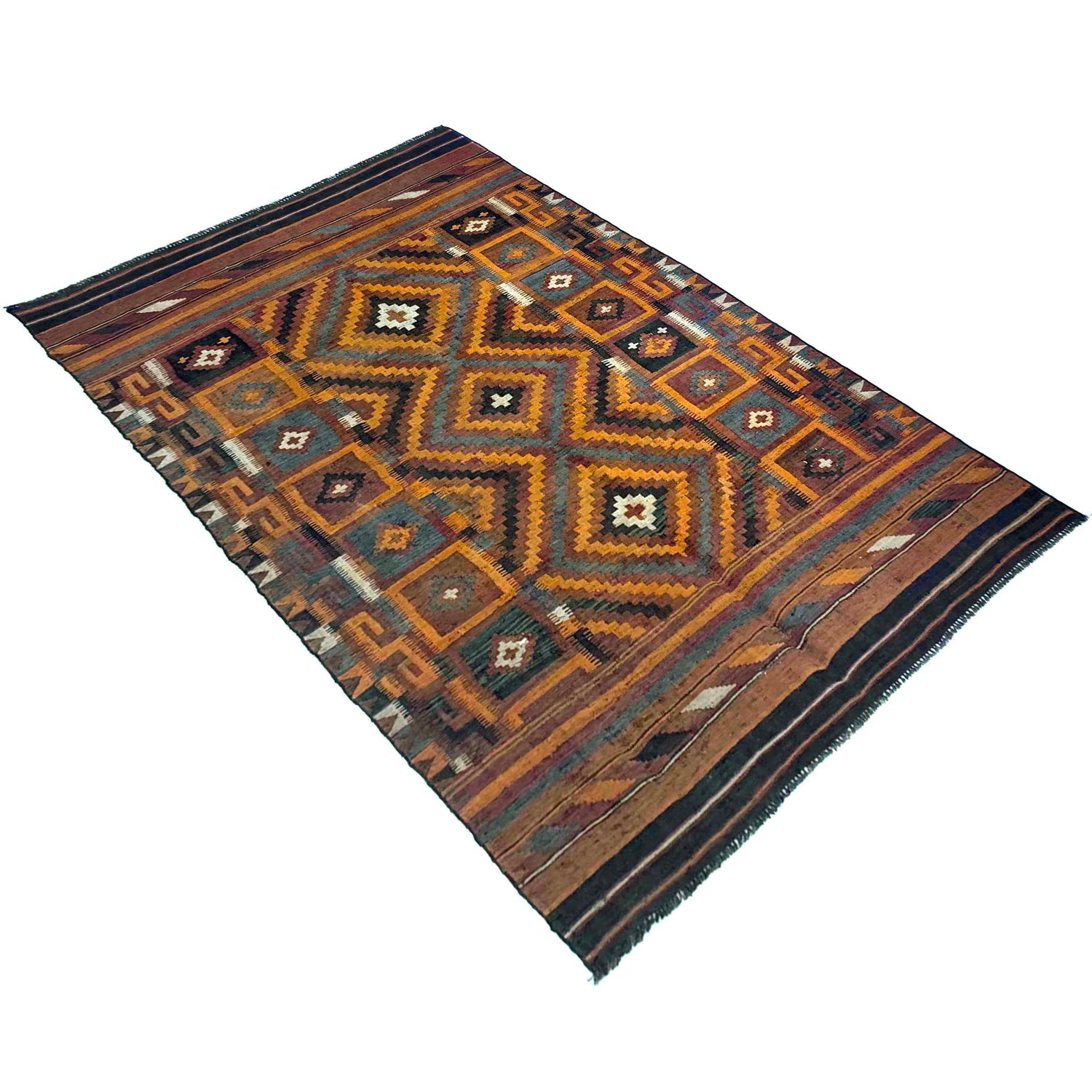 Hand-Knotted Multi Floral Maimana Kilim Area Rug – 6' 2" x 9' 9" ft (188 x 297 cm) | SKU: Y39731